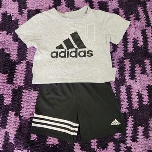 Adidas Kids Gray Tee and Black Shorts Set